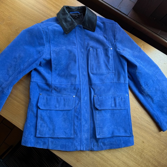 Zara Jackets & Blazers - Zara Blue Field Jacket with Black Collar